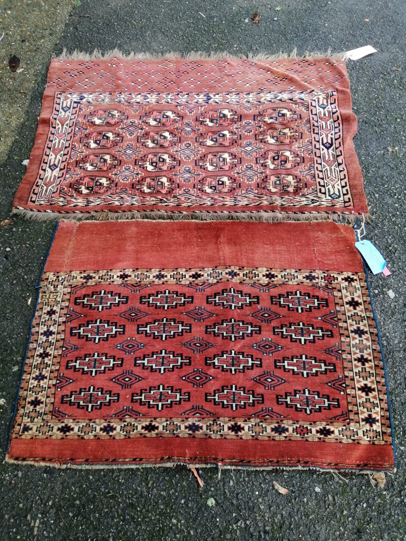 Two antique Bokhara saddlebag faces, larger 122 x 83cm